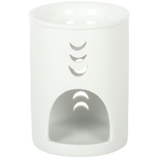 White Moon Phase Cut-Out Ceramic Oil Burner & Wax Warmer - 11.5cm