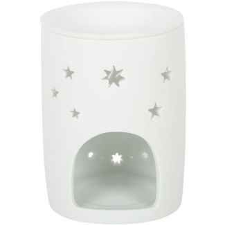 White Sun & Moon Cut-Out Ceramic Oil Burner & Wax Warmer - 11.5cm