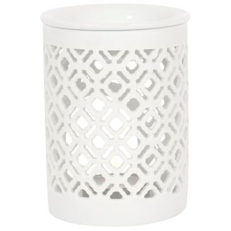 White Matte Lattice Cut Oil Burner