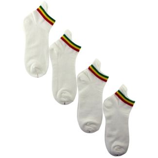 Rasta Stripes White Trainer Socks