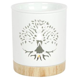 White Tree of Life Cut Out Oil Burner