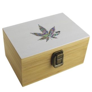 Wholesale Chongz Medium Bamboo Box - ''White Leaf''