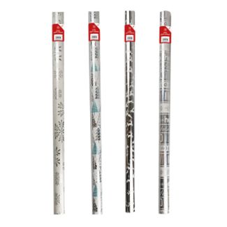 Wholesale Christmas Silver Foil Wrapping Paper - Assorted (2m)