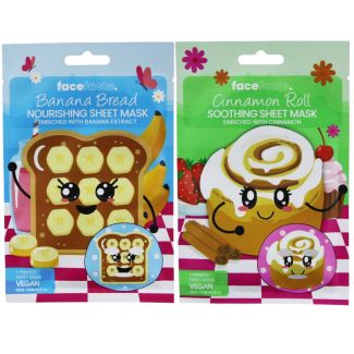 Wholesale Face Facts Banana Bread & Cinnamon Roll Printed Sheet Masks - Assorted 