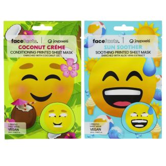 Wholesale Face Facts Coconut Crème & Sun Soother Printed Sheet Masks