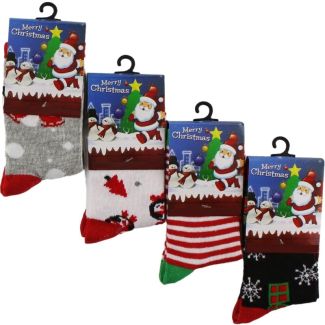 Kids Cotton Rich Christmas Design Socks (1 Pair Pack) - (UK 12.5-3.5)
