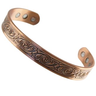 wholesale Magnetic Copper Bangle - Swirl Design (L)