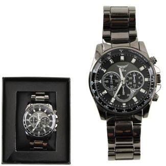 Wholesale Men's NY London Round Metal Bracelet Watch - Black