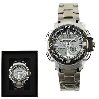 Wholesale Men's NY London Round Multi Functional Watch Metal Bracelet - Silver 