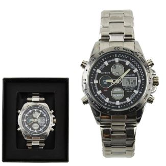 Wholesale Men's NY London Round Multi Functional Watch With Metal Bracelet - Silver 