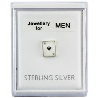 Wholesale Men's Sterling Silver Ace Of Spades Design Earring 7mm