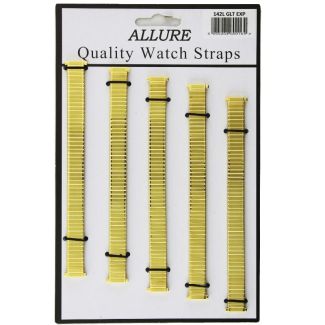 Allure Gold Expander Watch Straps - Asst. Designs (12mm)