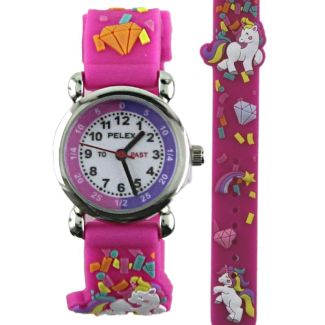 Wholesale Pelex Girls Cartoon Silicone Strap Watch - Pink Unicorn 