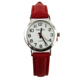 Wholesale Pelex Ladies Round Leather Strap Watch - Red 