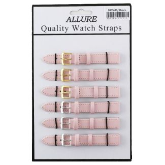 Allure Plain Leather Watch Straps - Pink - 16mm