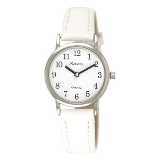 Wholesale Ravel Ravel Ladies Classic Lather Strap Watch - Silver & White 
