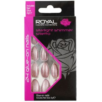 Wholesale Royal Cosmetics 24 Glue-On Nail Tips - Starlight Shimmer Stiletto 