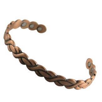 Wholesale Magnetic Copper Bangle - Braided Design (One Size) 