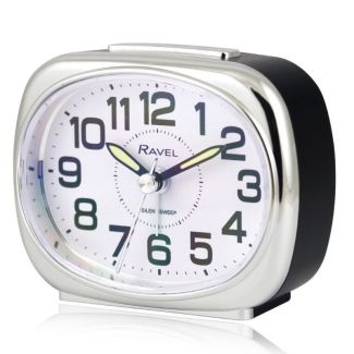 Wholesale Small Quartz Alarm Clock- Black / Silver