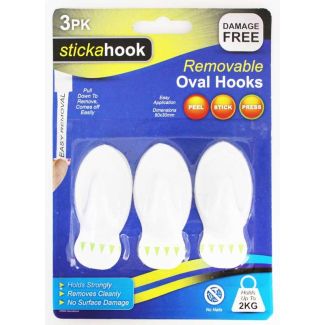 Stickahook Self Adhesive Removable Oval Hooks