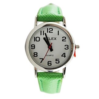Wholesale Pelex Ladies Classic Round Dial Leather Strap Watch - Green & Silver