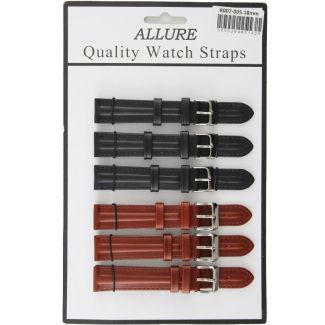 Allure Premium Single Ribbed Quality Straps Brown/Black - 18mm