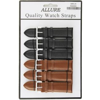 Allure Premium Padded Leather Watch Straps - Asst 24mm
