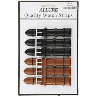 Allure Premium Padded Leather Watch Straps - Asst. 20mm