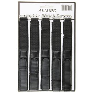 Wholesale Allure Black Velcro Watch Straps - 18mm