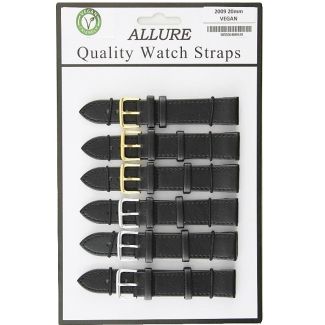 Wholesale Allure Plain Vegan Friendly Watch Straps - Assorted Colours - 20mm 