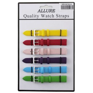 Wholesale Allure Leather Watch Straps - Bright Asst. - 16mm