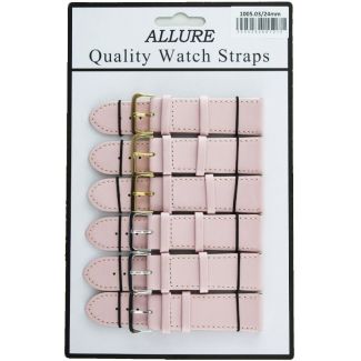 Wholesale Allure Plain Leather Watch Straps - Pink - 24mm Wholesale