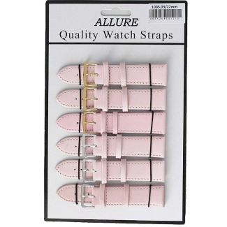 Wholesale Allure Plain Leather Watch Straps - Pink - 22mm Wholesale