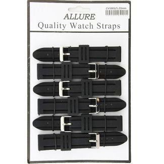Wholesale Allure Divers Replacement Silicone Watch Straps-Black 22mm