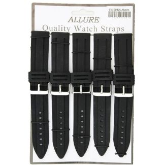 Wholesale Allure Divers Replacement Silicone Watch Straps-Black 26mm