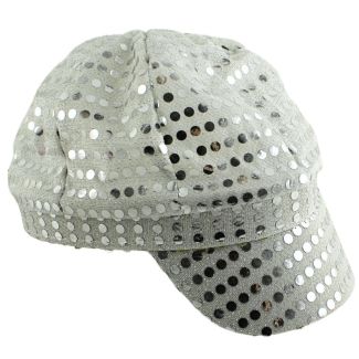Wholesale Adult 70's Silver Sequin Disco Hat 