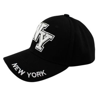 Wholesale Adults 6 Panel New York Baseball Cap - Black
