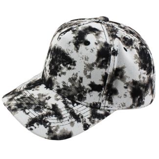 Wholesale Adults 6 Panel Tie-Dye Baseball Cap - Black & White