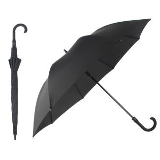 Wholesale Adults Black Auto Walking Umbrella With Crook Handle