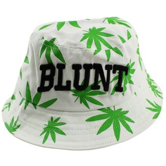 Wholesale Adults Bucket Hat White Green Leaf Design