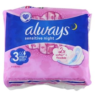 Wholesale Always Sensitive Night Pads With Wings (9pcs) SIZE 3
