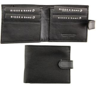 Wholesale Biggs & Bane Men's RFID Leather Wallet With Stud Closure Button 2 - Black