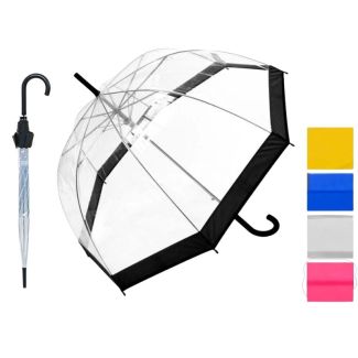 Wholesale Bordered Clear Dome Umbrella - Assorted 