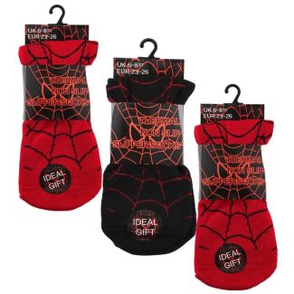 Wholesale Boys Thermal Non Slip Slipper Socks Spider Design (1pack) - Size 6-8½ 