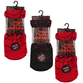 Wholesale Boys Thermal Non Slip Slipper Socks Spider Design (1pack) Assorted - Size 9-12