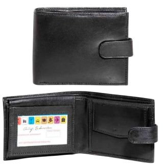 Wholesale Leather Bifold RFID Wallet With Stud Closure - Black 