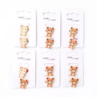 Wholesale Card Of 2 Teddy Bear Bobble Elastics