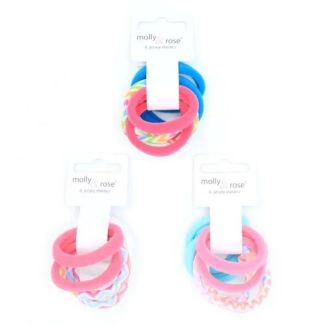 Wholesale Card Of 6 Jersey Elastics (8mm Thick) - Assorted 
