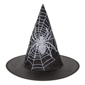 Children Nylon Witch Hat With Spider Print  