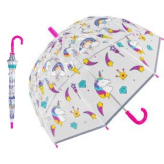 Wholesale Childrens Unicorn and Rainbow design Dome umbrella - Clear
